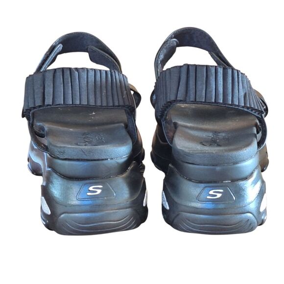 Skechers Cloud Ultra Platform Sandals 10 Black Chunky Strappy Comfort Shoe - Picture 10 of 16